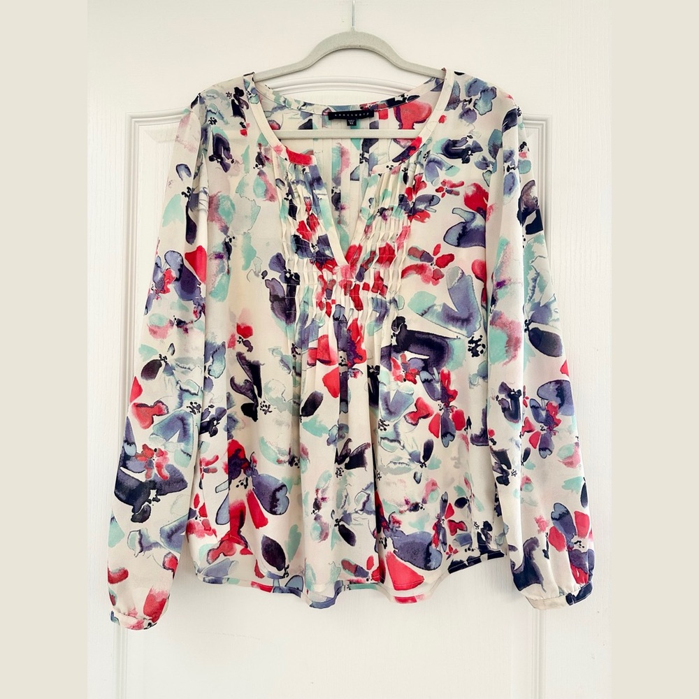 Sanctuary Floral Flowy Watercolor V Neck Top XL LIKE NEW